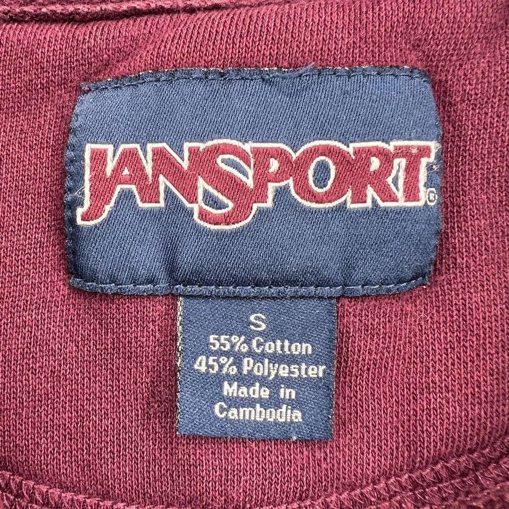 Jansport Aquinas College Quarter‎ Zip Sweatshirt Men Small Burgundy Embroidered